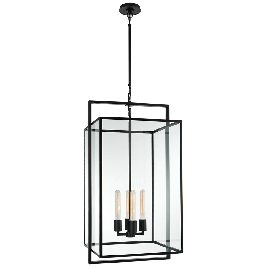 Hallei Medium Lantern-Visual Comfort-VISUAL-S 5193AI-CG-Outdoor Post LanternsAged Iron-Clear Glass-1-France and Son