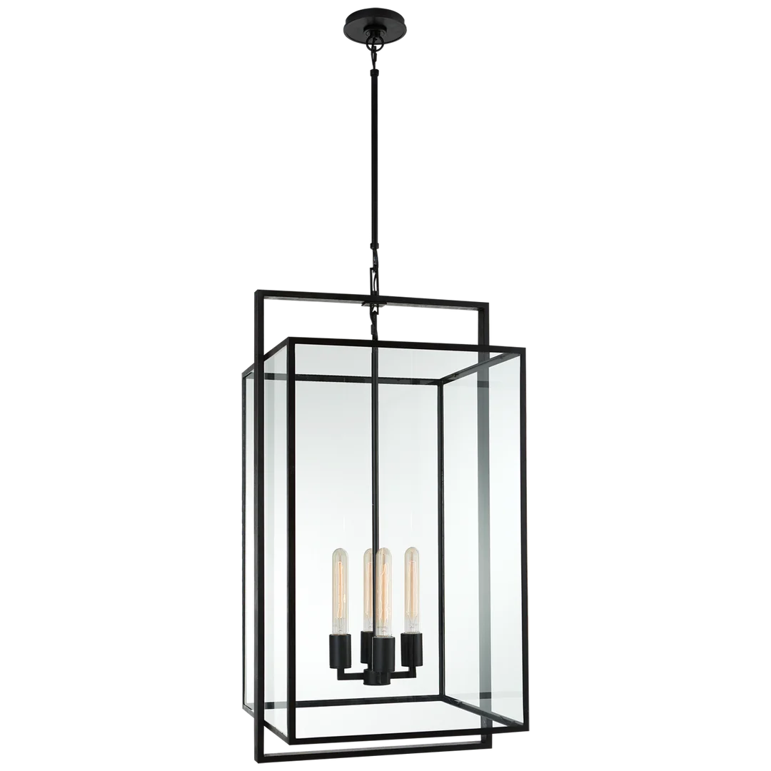 Hallei Medium Lantern-Visual Comfort-VISUAL-S 5193AI-CG-Outdoor Post LanternsAged Iron-Clear Glass-1-France and Son