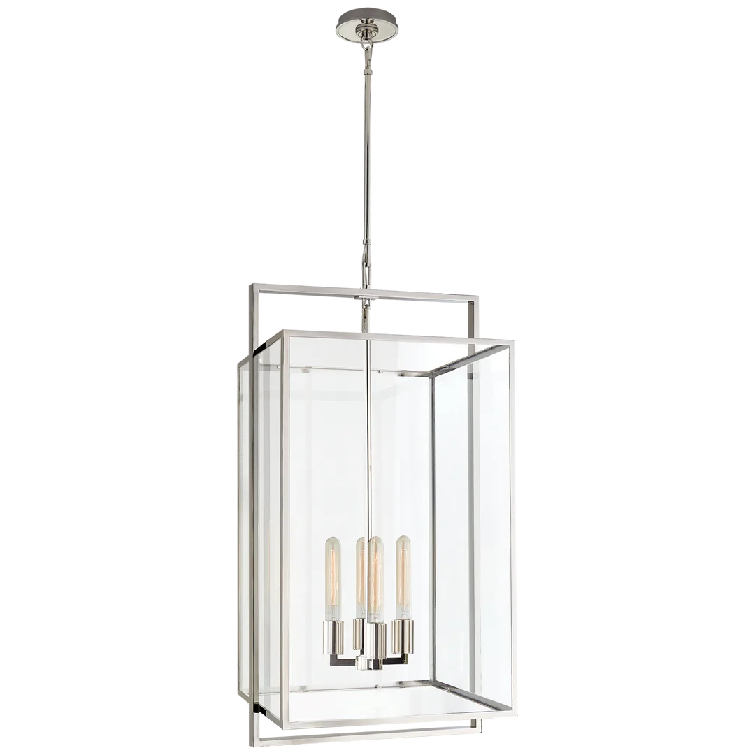 Hallei Medium Lantern-Visual Comfort-VISUAL-S 5193PN-CG-Outdoor Post LanternsPolished Nickel-Clear Glass-3-France and Son