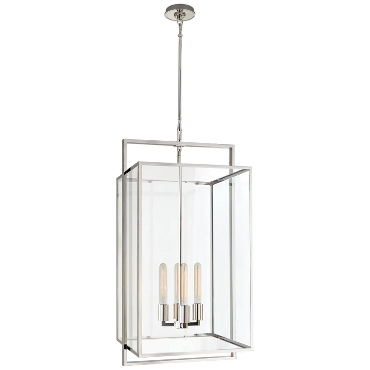 Hallei Medium Lantern-Visual Comfort-VISUAL-S 5193PN-CG-Outdoor Post LanternsPolished Nickel-Clear Glass-3-France and Son