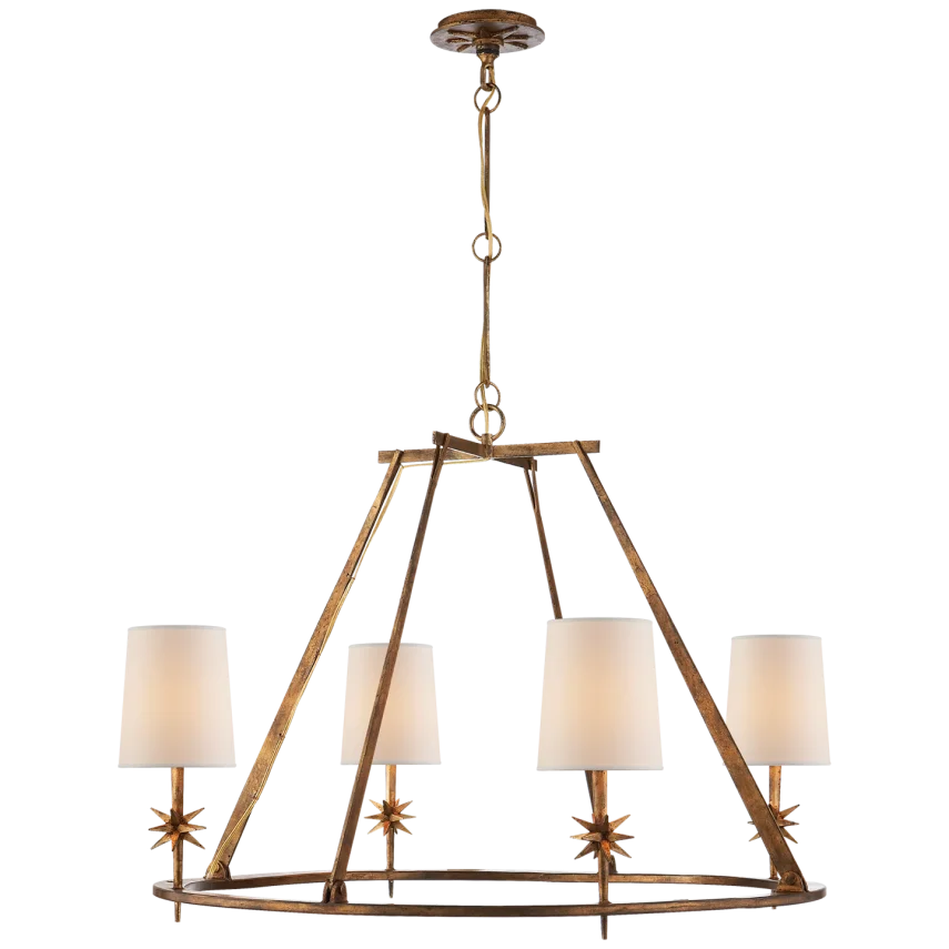 Etsy Round Chandelier-Visual Comfort-VISUAL-S 5315GI-NP-ChandeliersGilded Iron-Natural Paper Shades-4-France and Son