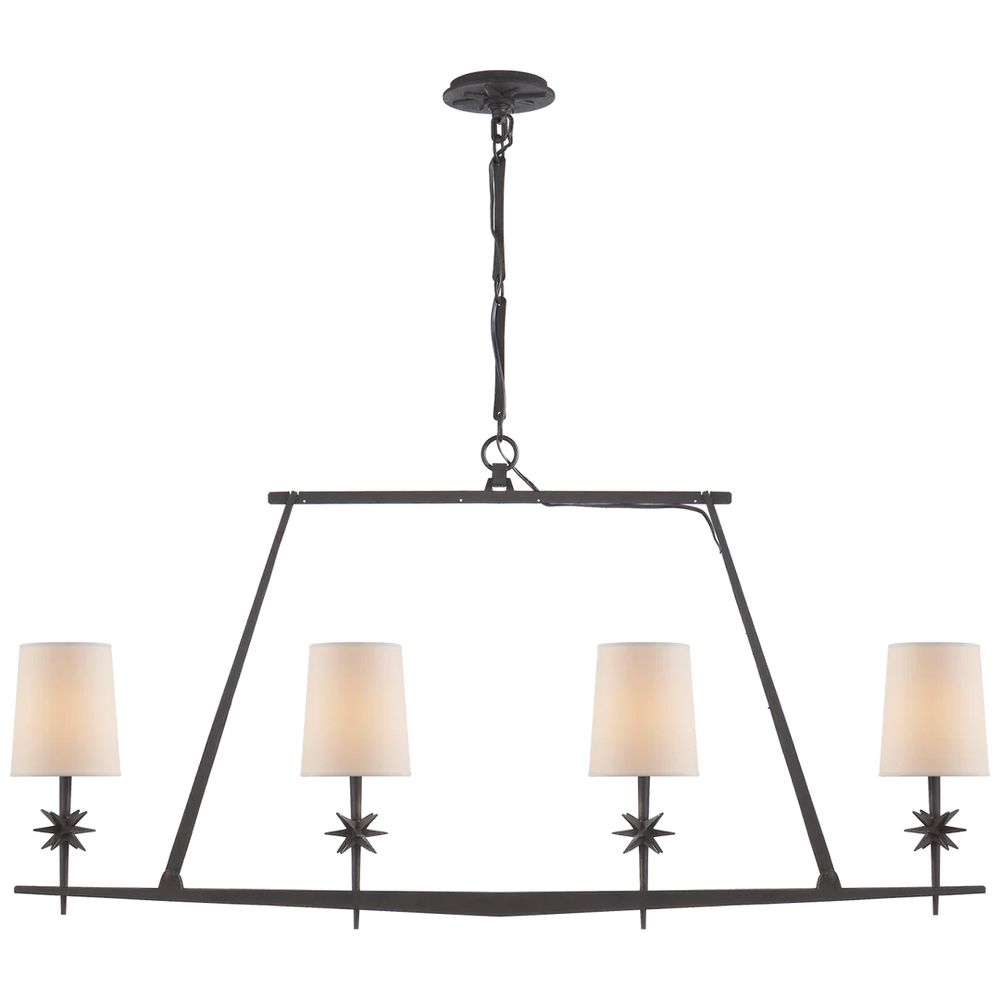 Etsy Linear Chandelier-Visual Comfort-VISUAL-S 5316BR-NP-ChandeliersBlack Rust-Natural Paper Shades-2-France and Son