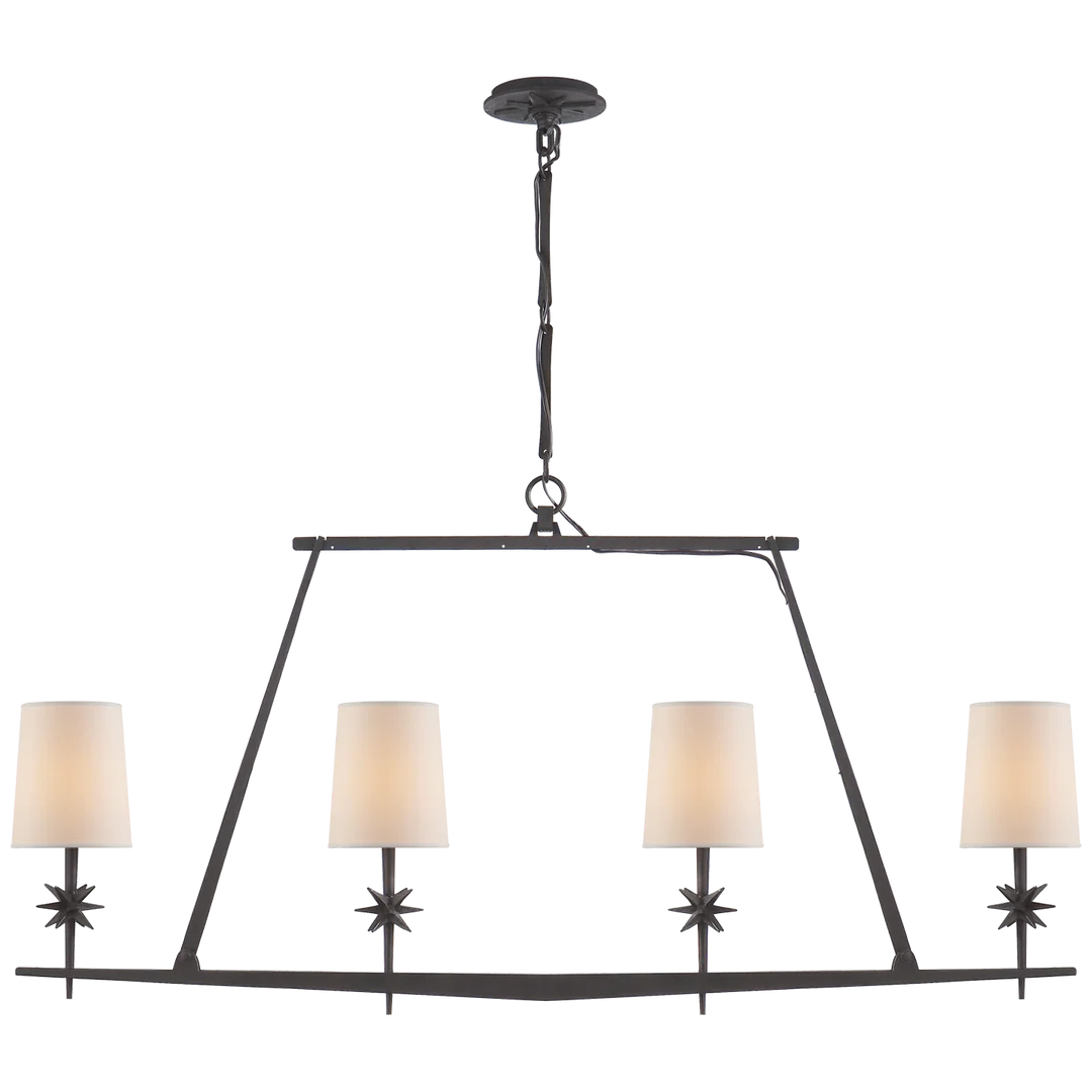 Etsy Linear Chandelier-Visual Comfort-VISUAL-S 5316BR-NP-ChandeliersBlack Rust-Natural Paper Shades-2-France and Son