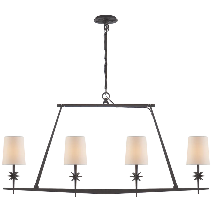 Etsy Linear Chandelier-Visual Comfort-VISUAL-S 5316BR-NP-ChandeliersBlack Rust-Natural Paper Shades-2-France and Son