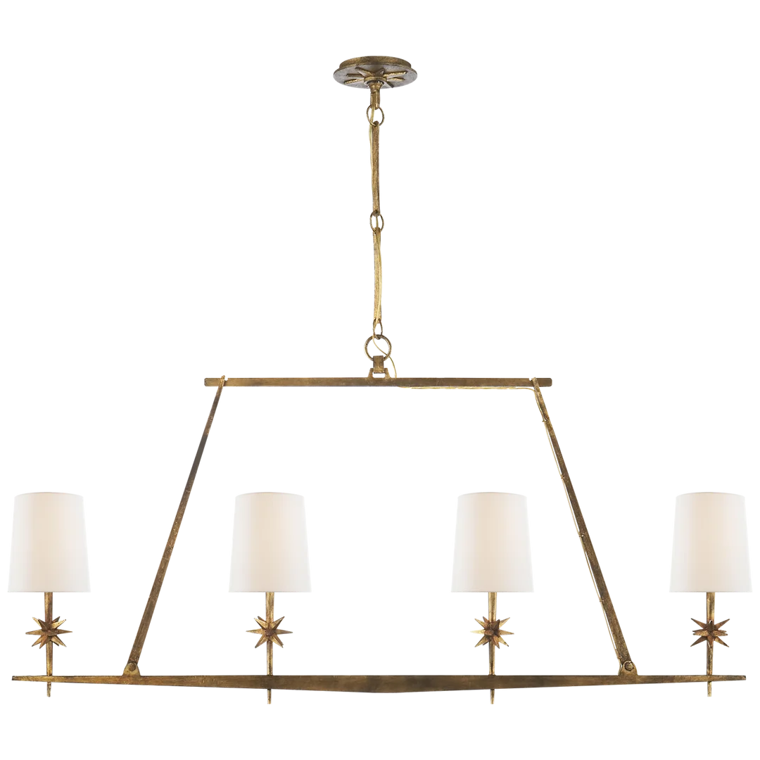 Etsy Linear Chandelier-Visual Comfort-VISUAL-S 5316GI-L-ChandeliersGilded Iron-Linen Shades-3-France and Son