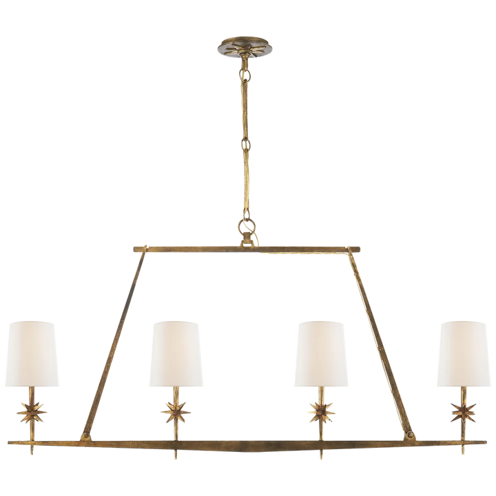 Etsy Linear Chandelier-Visual Comfort-VISUAL-S 5316GI-L-ChandeliersGilded Iron-Linen Shades-3-France and Son