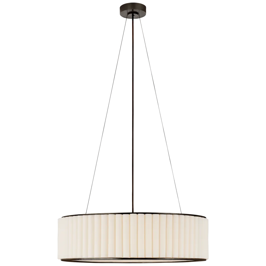 Palosa Large Hanging Shade-Visual Comfort-VISUAL-S 5440BZ-L-Wall LightingBronze with Linen Shade-1-France and Son