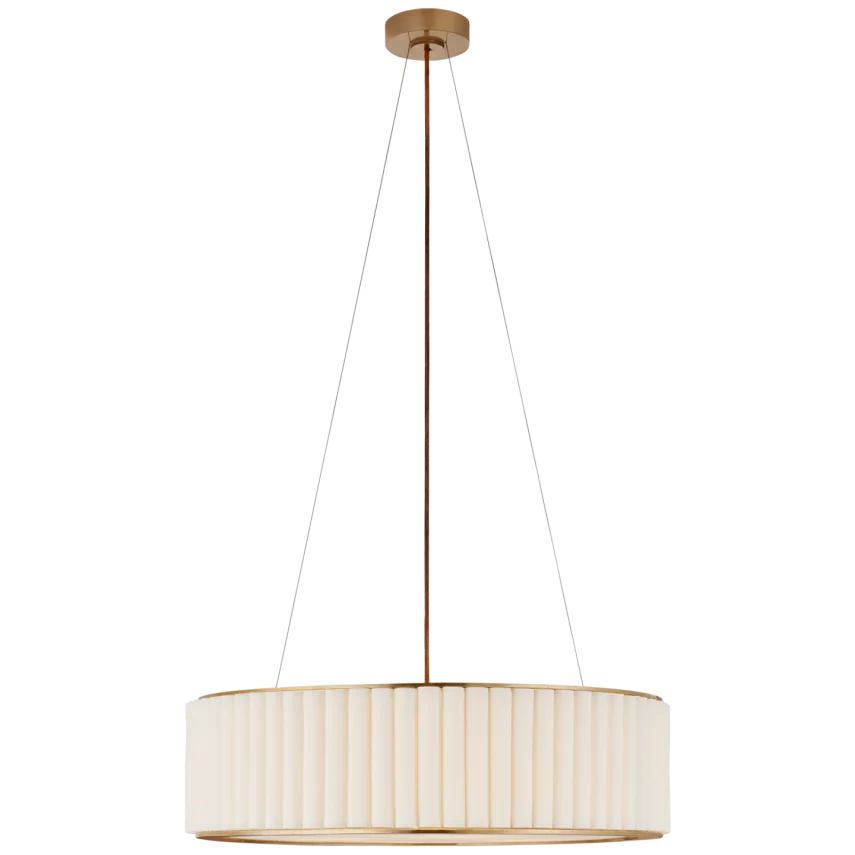 Palosa Large Hanging Shade-Visual Comfort-VISUAL-S 5440HAB-L-Wall LightingHand-Rubbed Antique Brass with Linen Shade-2-France and Son