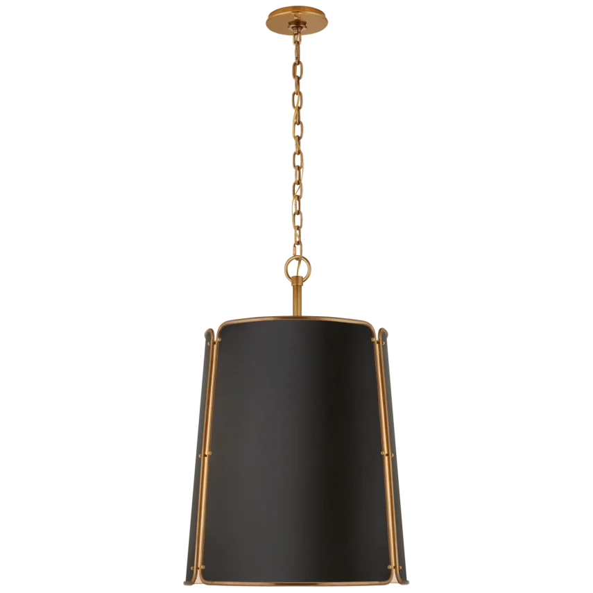 Hayden Pendant-Visual Comfort-VISUAL-S 5646HAB-BLK-PendantsLarge-Hand-Rubbed Antique Brass-Black Shade-7-France and Son