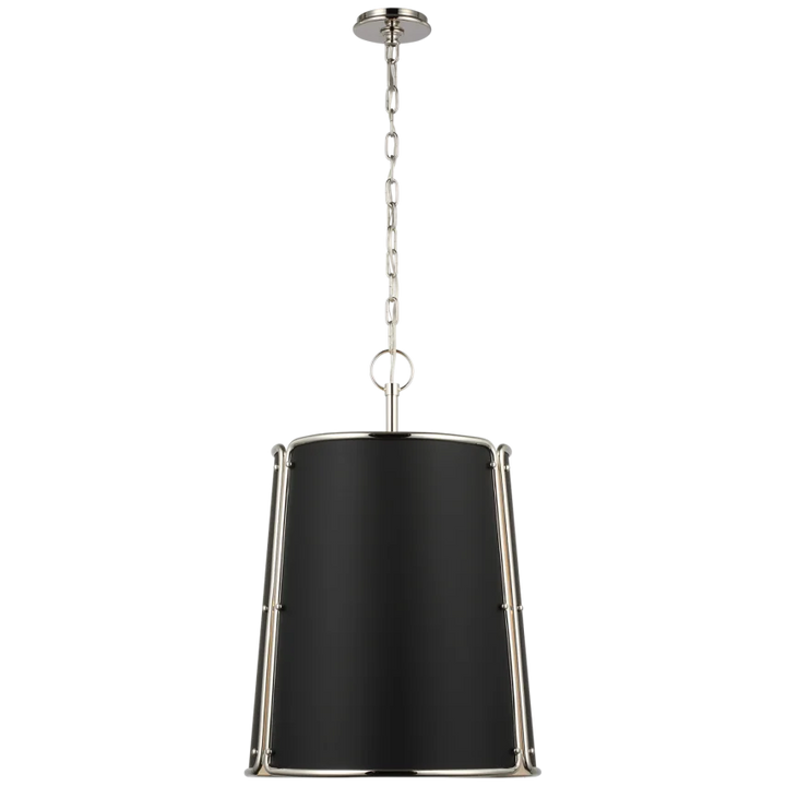 Hayden Pendant-Visual Comfort-VISUAL-S 5647PN-BLK-PendantsMedium-Polished Nickel-Black Shade-1-France and Son