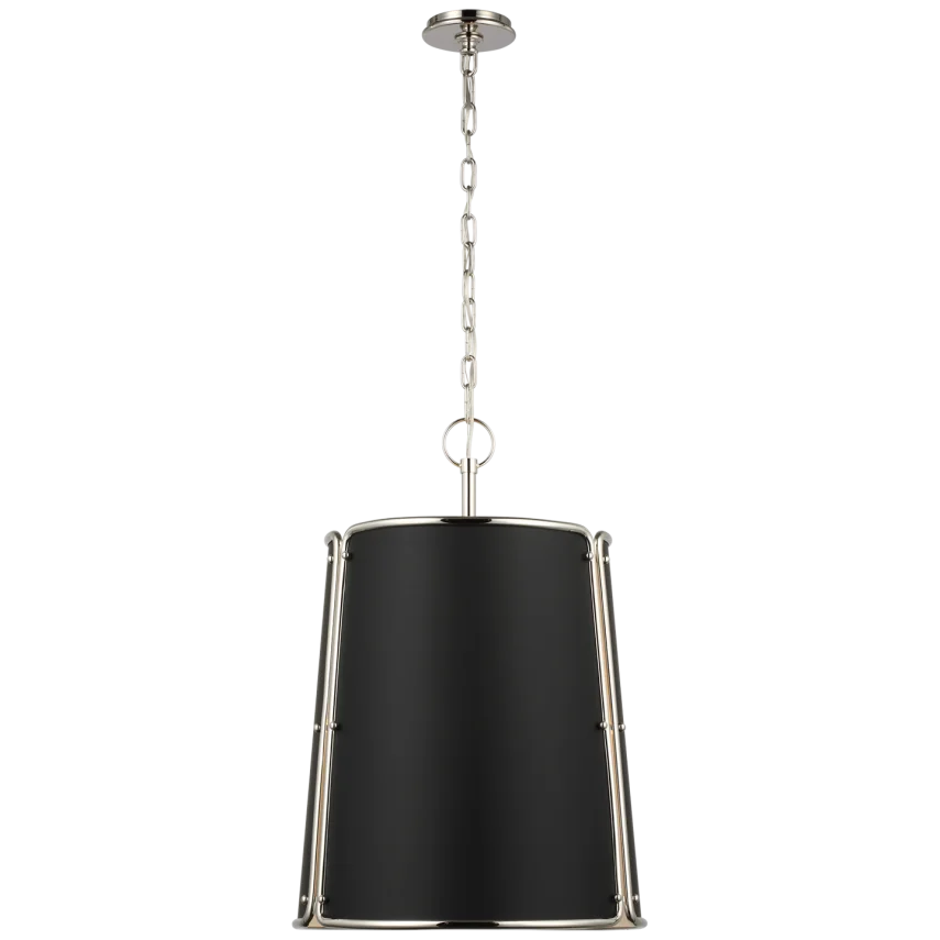 Hayden Pendant-Visual Comfort-VISUAL-S 5647PN-BLK-PendantsMedium-Polished Nickel-Black Shade-1-France and Son