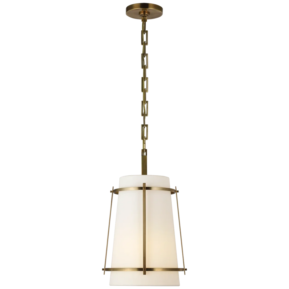 Callme Small Hanging Shade-Visual Comfort-VISUAL-S 5685HAB-L/FA-PendantsHand-Rubbed Antique Brass-Linen Shade-2-France and Son