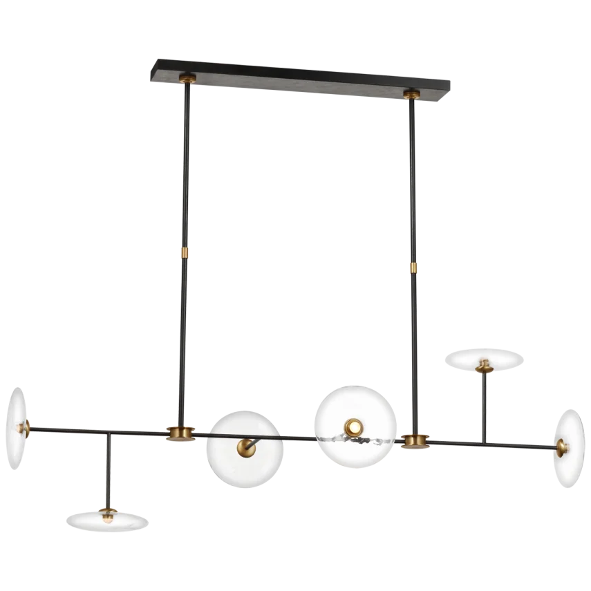 Calypso Large Linear Chandelier-Visual Comfort-VISUAL-S 5695AI/HAB-CG-ChandeliersAged Iron and Hand-Rubbed Antique Brass with Clear Glass-3-France and Son