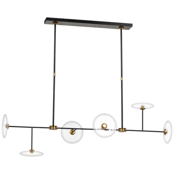 Calypso Large Linear Chandelier-Visual Comfort-VISUAL-S 5695AI/HAB-CG-ChandeliersAged Iron and Hand-Rubbed Antique Brass with Clear Glass-3-France and Son