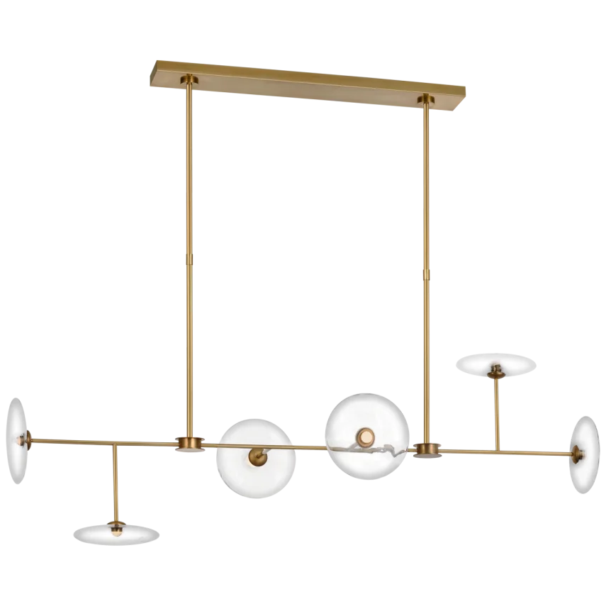 Calypso Large Linear Chandelier-Visual Comfort-VISUAL-S 5695HAB-CG-ChandeliersHand-Rubbed Antique Brass with Clear Glass-1-France and Son