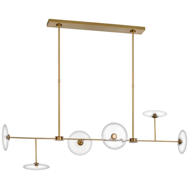 Calypso Large Linear Chandelier-Visual Comfort-VISUAL-S 5695HAB-CG-ChandeliersHand-Rubbed Antique Brass with Clear Glass-1-France and Son