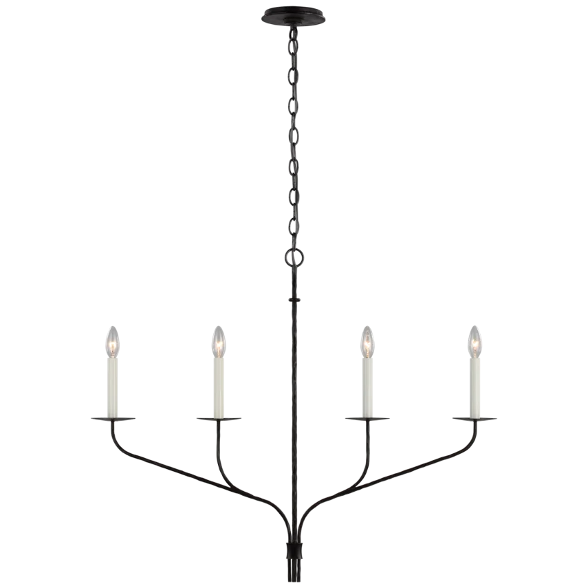 Bellano Medium Four Light Linear-Visual Comfort-VISUAL-S 5750AI-ChandeliersAged Iron-1-France and Son