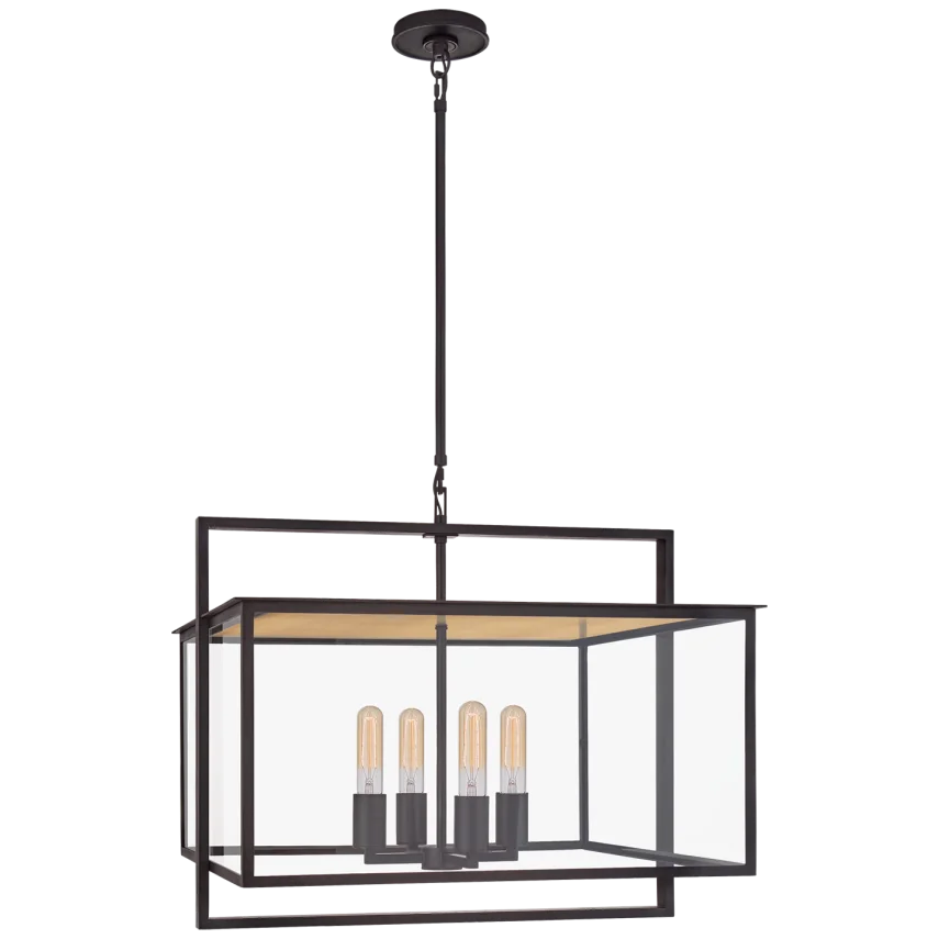 Hanny Wide Hanging Lantern-Visual Comfort-VISUAL-S 5797AI-CG-Outdoor Lanterns-1-France and Son