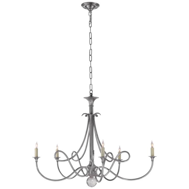 Delaney Large Chandelier-Visual Comfort-VISUAL-SC 5005AS-ChandeliersAntique Silver-1-France and Son