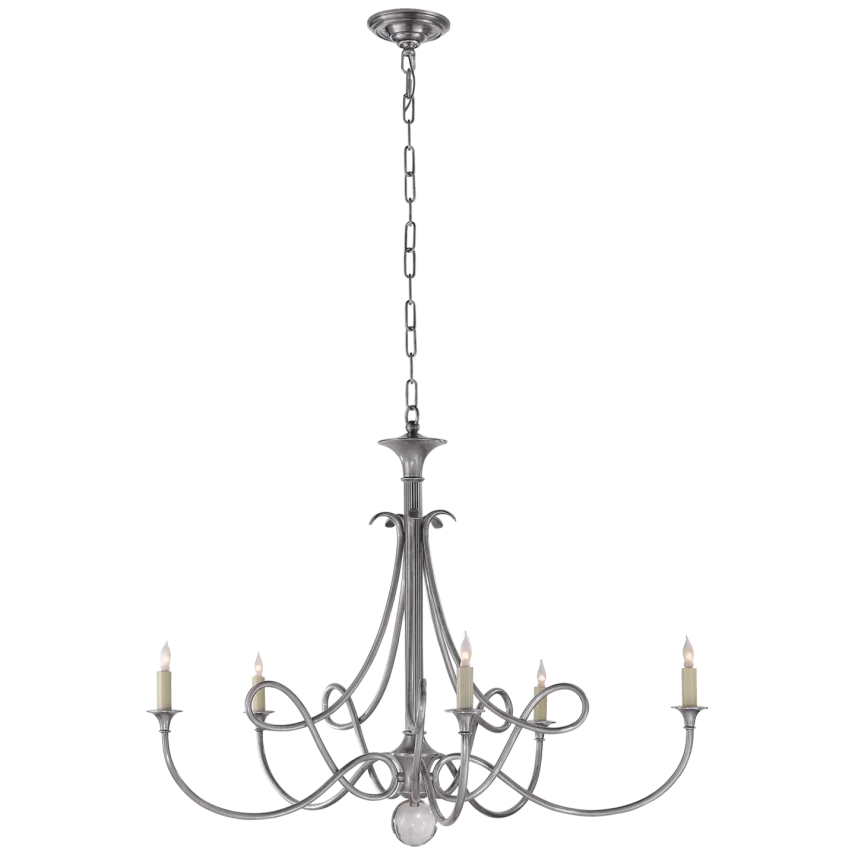 Delaney Large Chandelier-Visual Comfort-VISUAL-SC 5005AS-ChandeliersAntique Silver-1-France and Son