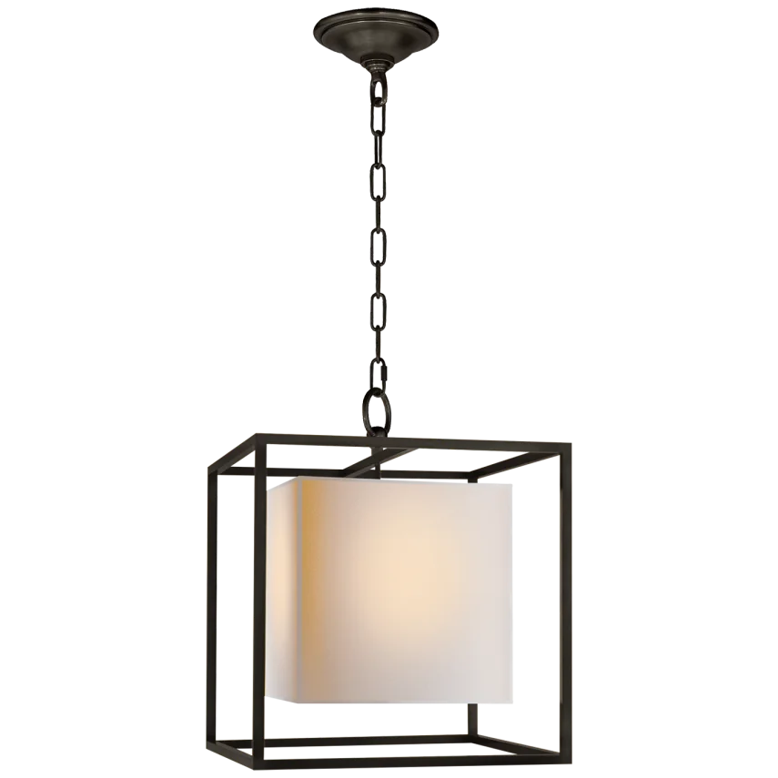 Caca Small Lantern-Visual Comfort-VISUAL-SC 5159BZ-1-PendantsBronze-Natural Paper Shade-1-France and Son