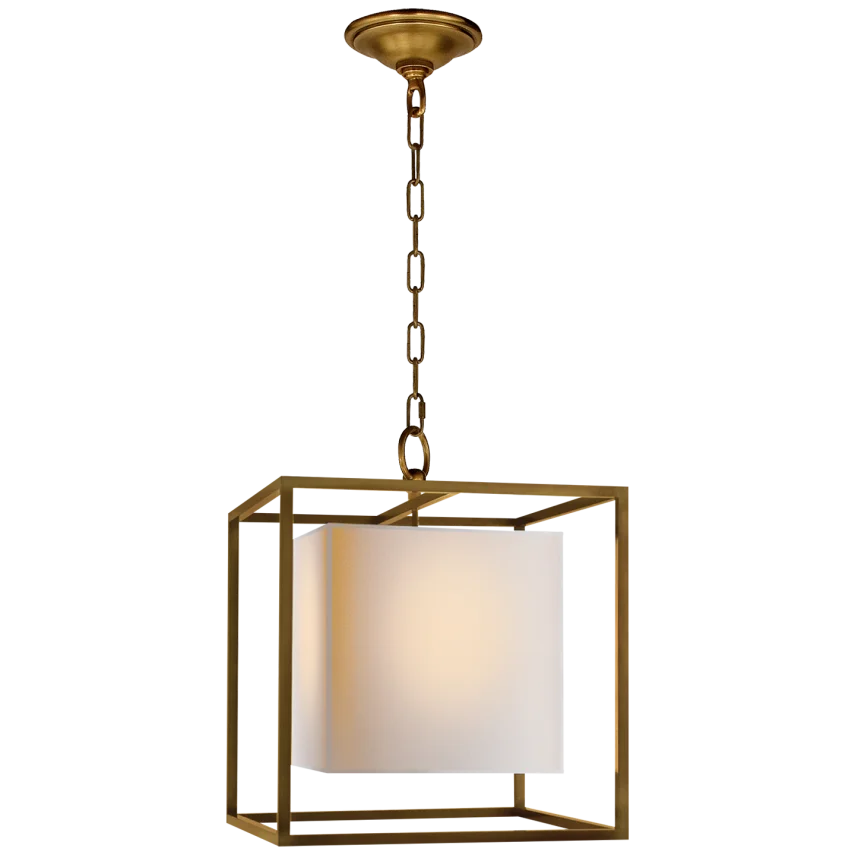 Caca Small Lantern-Visual Comfort-VISUAL-SC 5159HAB-PendantsHand-Rubbed Antique Brass-Natural Paper Shade-3-France and Son