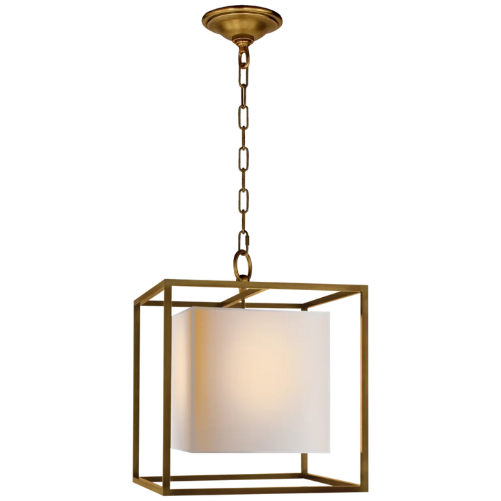 Caca Small Lantern-Visual Comfort-VISUAL-SC 5159HAB-PendantsHand-Rubbed Antique Brass-Natural Paper Shade-3-France and Son