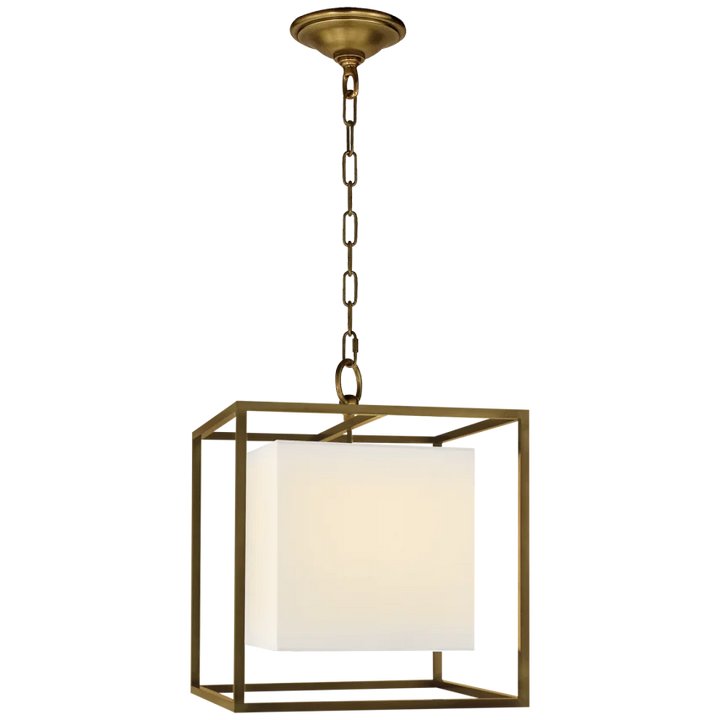 Caca Small Lantern-Visual Comfort-VISUAL-SC 5159HAB-L-PendantsHand-Rubbed Antique Brass-Linen Shade-4-France and Son