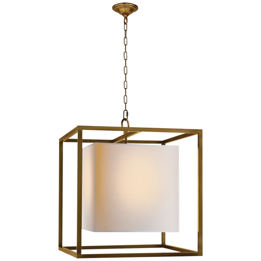 Caca Medium Lantern-Visual Comfort-VISUAL-SC 5160HAB-PendantsHand-Rubbed Antique Brass-Natural Paper Shade-3-France and Son