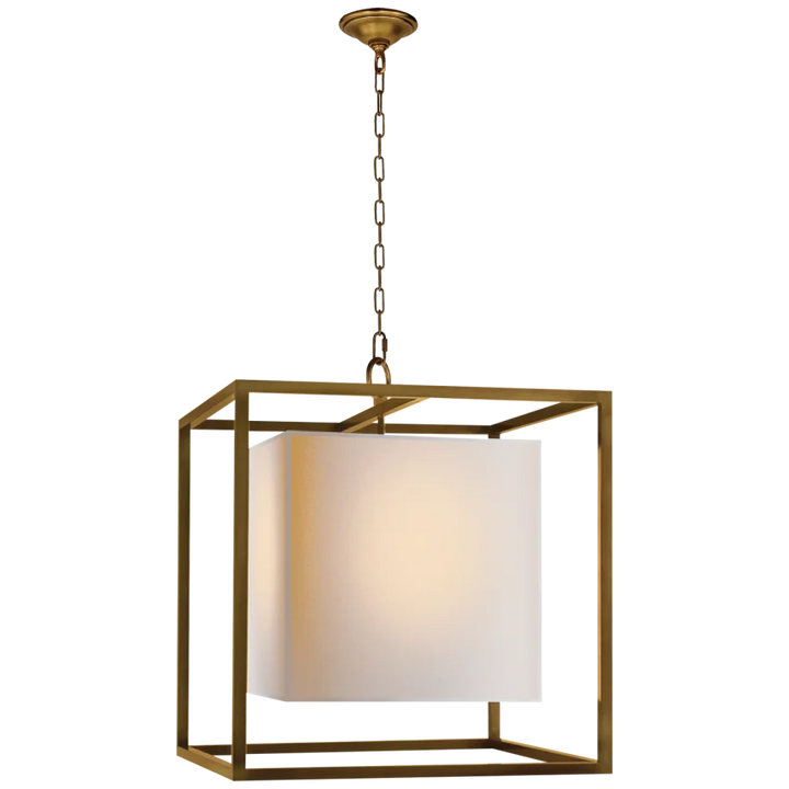 Caca Medium Lantern-Visual Comfort-VISUAL-SC 5160HAB-PendantsHand-Rubbed Antique Brass-Natural Paper Shade-3-France and Son