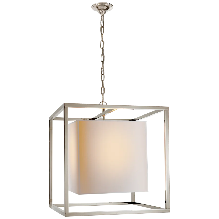 Caca Medium Lantern-Visual Comfort-VISUAL-SC 5160PN-PendantsPolished Nickel-Natural Paper Shade-5-France and Son