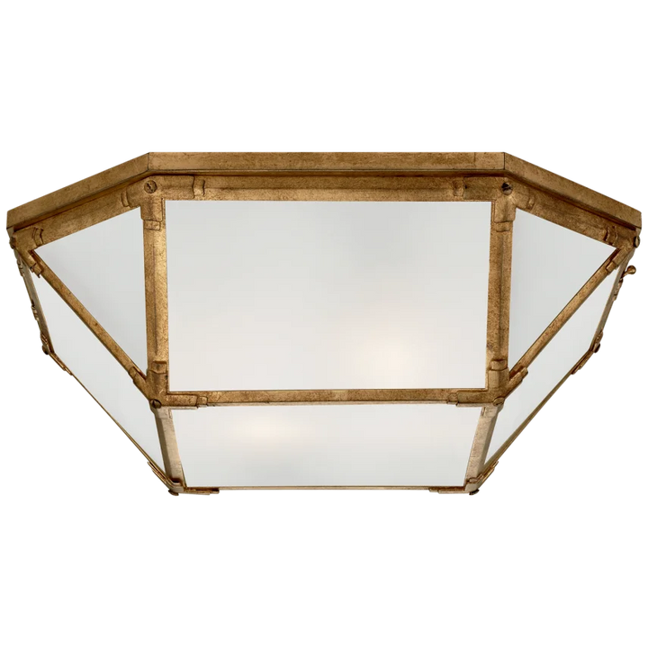 Momogi Large Flush Mount-Visual Comfort-VISUAL-SK 4009GI-FG-Flush MountsGilded Iron-Frosted Glass-3-France and Son