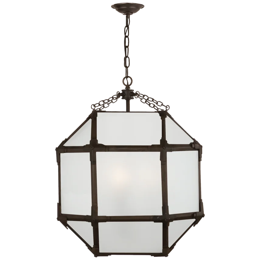 Momogi Medium Lantern-Visual Comfort-VISUAL-SK 5009AZ-FG-PendantsAntique Zinc-Frosted Glass-2-France and Son