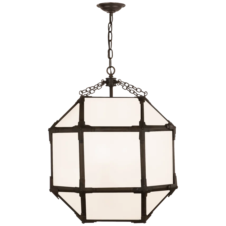 Momogi Medium Lantern-Visual Comfort-VISUAL-SK 5009AZ-WG-PendantsAntique Zinc-White Glass-3-France and Son