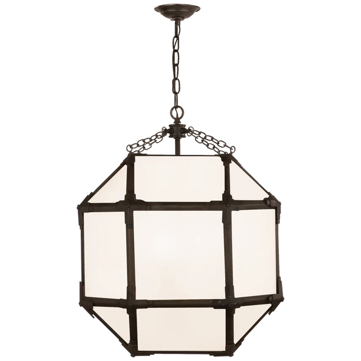 Momogi Medium Lantern-Visual Comfort-VISUAL-SK 5009AZ-WG-PendantsAntique Zinc-White Glass-3-France and Son