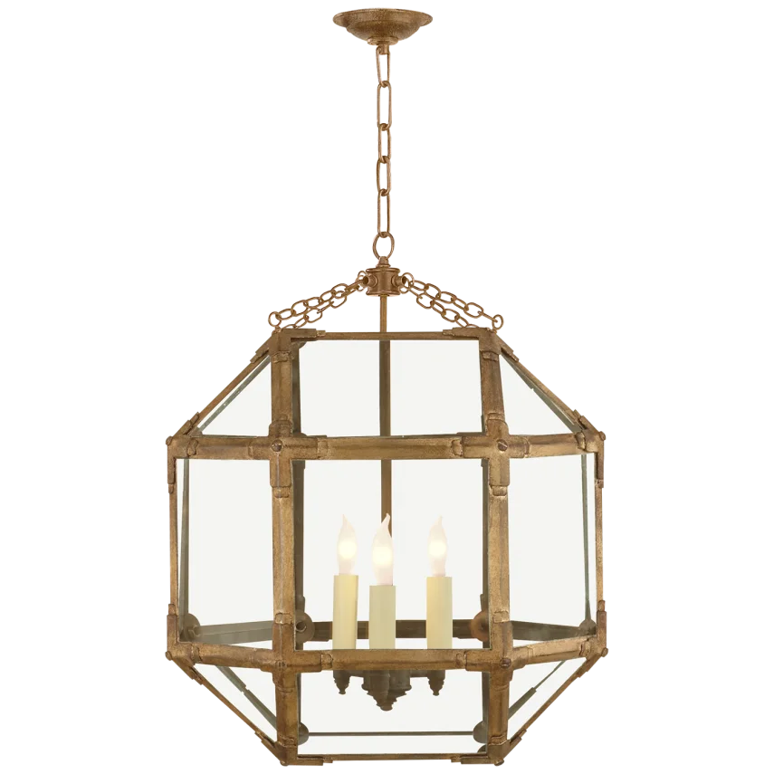 Momogi Medium Lantern-Visual Comfort-VISUAL-SK 5009GI-CG-PendantsGilded Iron-Clear Glass-4-France and Son