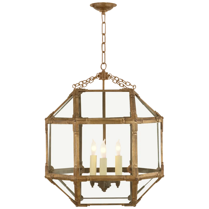 Momogi Medium Lantern-Visual Comfort-VISUAL-SK 5009GI-CG-PendantsGilded Iron-Clear Glass-4-France and Son