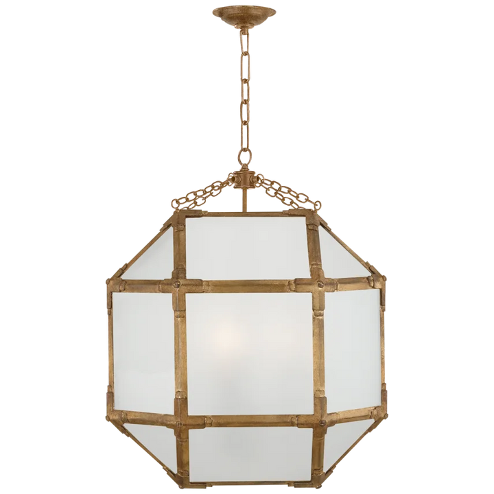 Momogi Medium Lantern-Visual Comfort-VISUAL-SK 5009GI-FG-PendantsGilded Iron-Frosted Glass-5-France and Son