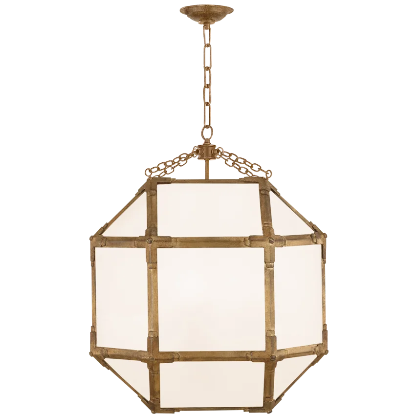 Momogi Medium Lantern-Visual Comfort-VISUAL-SK 5009GI-WG-PendantsGilded Iron-White Glass-6-France and Son