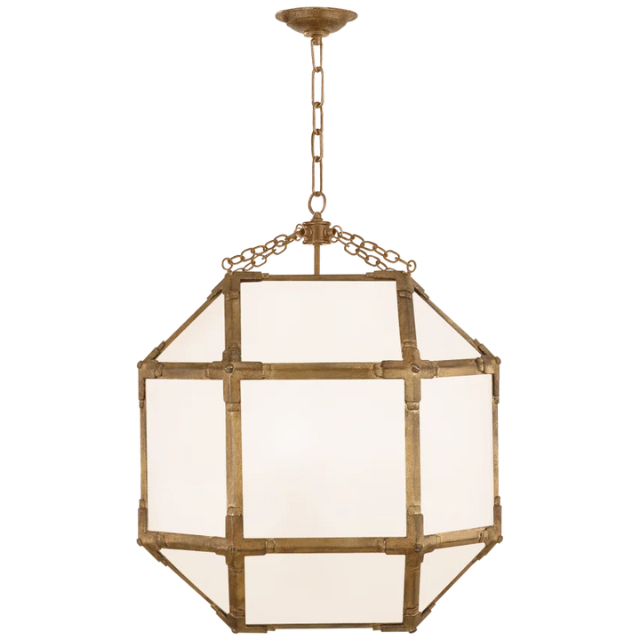 Momogi Medium Lantern-Visual Comfort-VISUAL-SK 5009GI-WG-PendantsGilded Iron-White Glass-6-France and Son