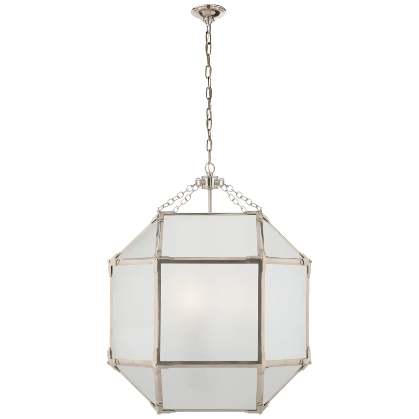 Momogi Medium Lantern-Visual Comfort-VISUAL-SK 5009PN-FG-PendantsPolished Nickel-Frosted Glass-8-France and Son