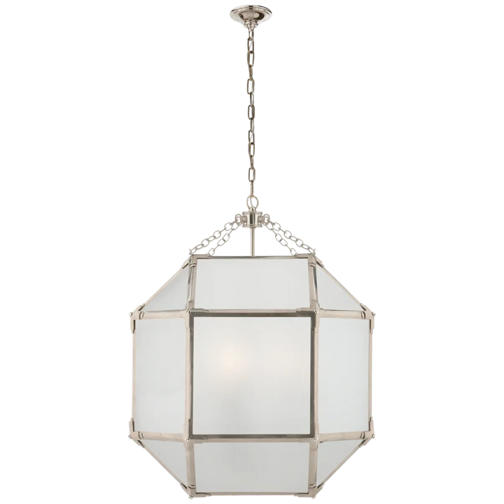 Momogi Medium Lantern-Visual Comfort-VISUAL-SK 5009PN-FG-PendantsPolished Nickel-Frosted Glass-8-France and Son