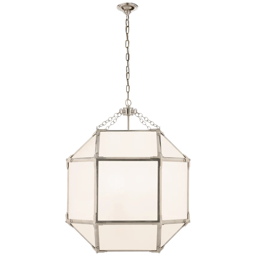 Momogi Medium Lantern-Visual Comfort-VISUAL-SK 5009PN-WG-PendantsPolished Nickel-White Glass-9-France and Son