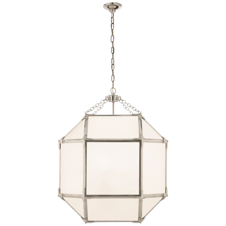 Momogi Medium Lantern-Visual Comfort-VISUAL-SK 5009PN-WG-PendantsPolished Nickel-White Glass-9-France and Son