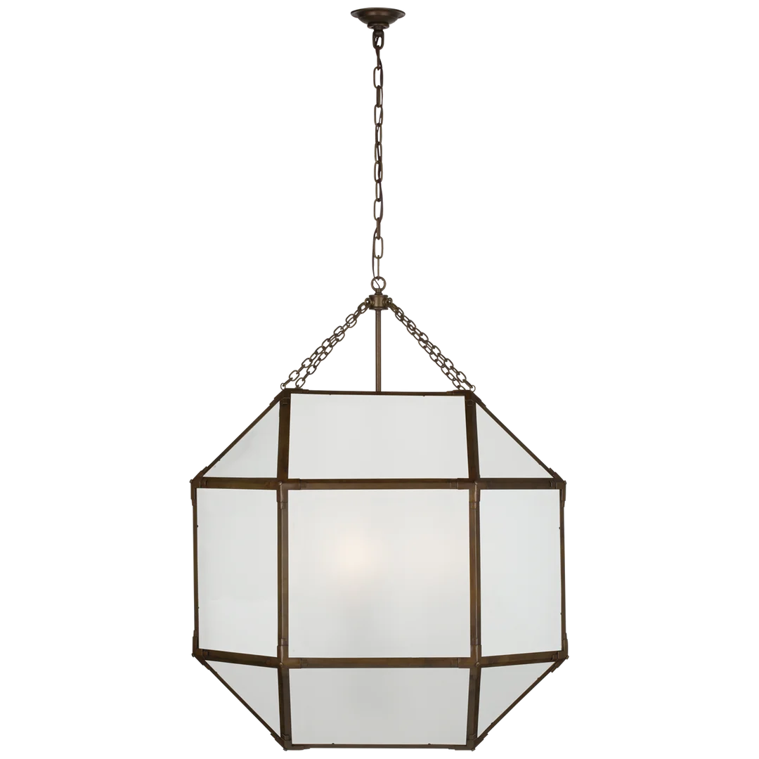 Momogi Grande Lantern-Visual Comfort-VISUAL-SK 5034AZ-FG-lanternsAntique Zinc With Frosted Glass-2-France and Son