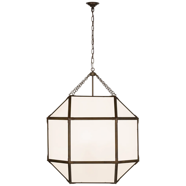 Momogi Grande Lantern-Visual Comfort-VISUAL-SK 5034AZ-WG-lanternsAntique Zinc With White Glass-3-France and Son