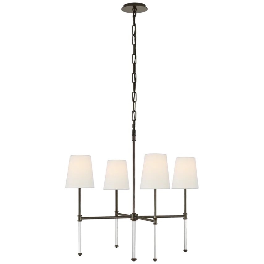 Camila Small Chandelier-Visual Comfort-VISUAL-SK 5050BZ-L-ChandeliersBronze-Linen Shades-1-France and Son