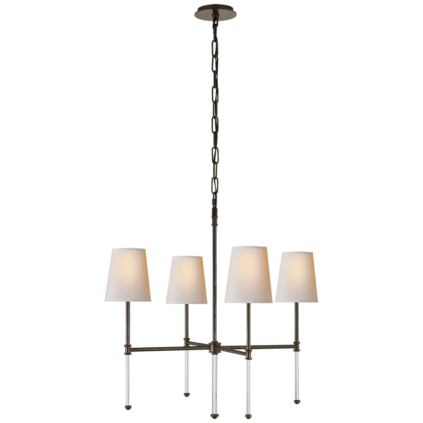 Camila Small Chandelier-Visual Comfort-VISUAL-SK 5050BZ-NP-ChandeliersBronze-Natural Paper Shades-2-France and Son