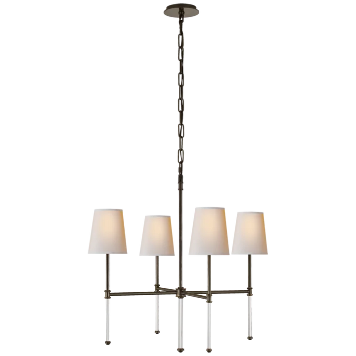 Camila Small Chandelier-Visual Comfort-VISUAL-SK 5050BZ-NP-ChandeliersBronze-Natural Paper Shades-2-France and Son