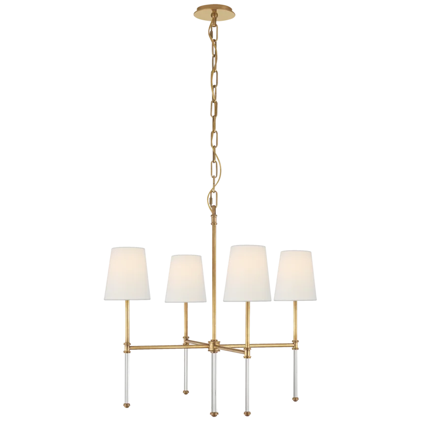 Camila Small Chandelier-Visual Comfort-VISUAL-SK 5050HAB-L-ChandeliersHand-Rubbed Antique Brass-Linen Shades-3-France and Son